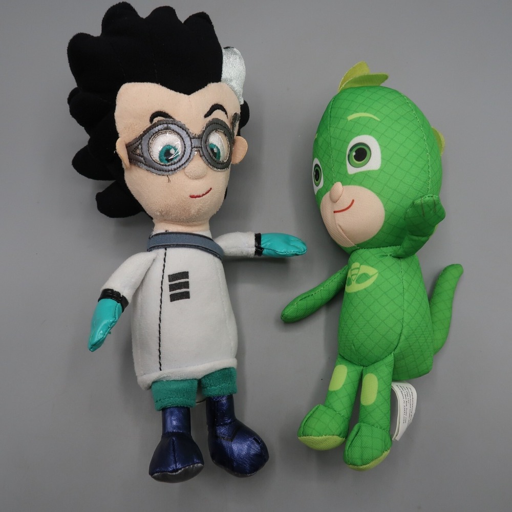 Disney PJ Masks LOT of 2 Gekko & Mad Scientist Romeo Plush Dolls Just Play Toy
